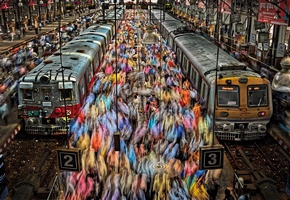 Crowds at the Churchgate Railway Station in Mumbai.